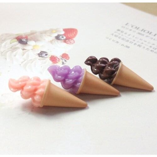 Wholesale 100pcs/Lot 35*12MM Ice Cream Shape Kawaii Resin Cabochons DIY Jewelry Findings Ornament Accessories