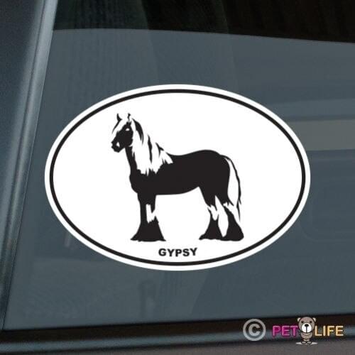 Gypsy Horse Oval Sticker Die Cut Vinyl Ver 2 Irish Cob Coloured Tinker Car decal