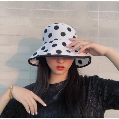 Fashion Women Spots Bucket Hat Hip Hop Fisherman Panama Hats Embroidery Outdoor Summer Autumn Casual Swag Bob Visor Bucket Cap
