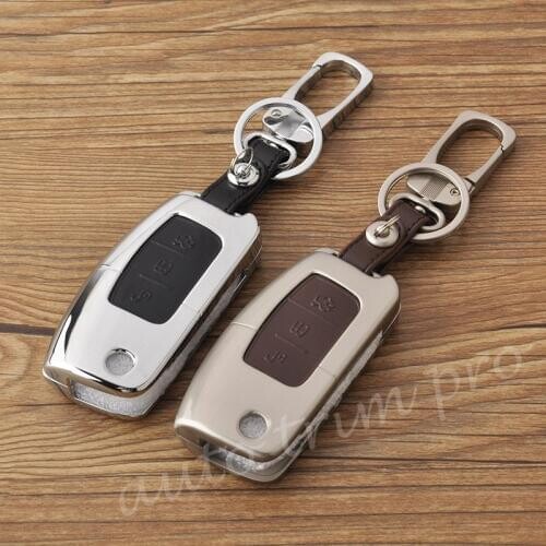 Fit For Ford Fiesta Focus Hatchback Accessories Metallic Key Holder Case Shell Bag Fob Chain Cover