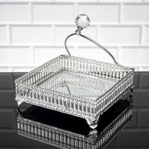 Napkin holder Serving Tray Luxury Service Plate Golden Silver Rectangle Square Turkish Arabic Oriental Eastern