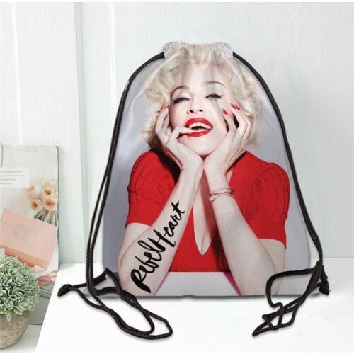 Hot Madonna Printed backpack drawstring bag satin soft shoe bags to school custom Logo bags for women