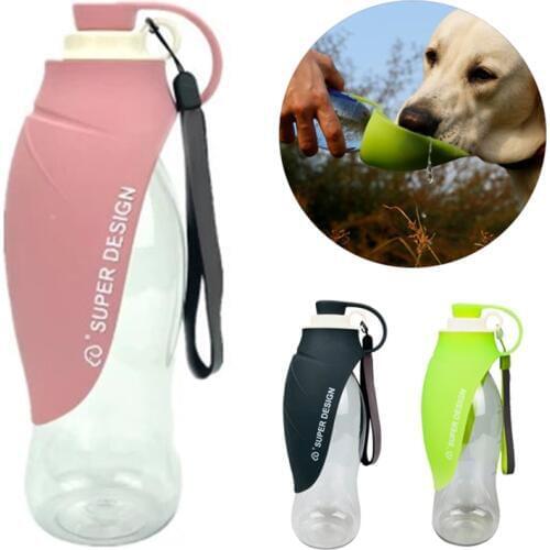 580ml Portable Pet Dog Water Bottle Soft Silicone Leaf Design Travel Dog Bowl For Puppy Cat Drinking Outdoor Pet Water Dispenser