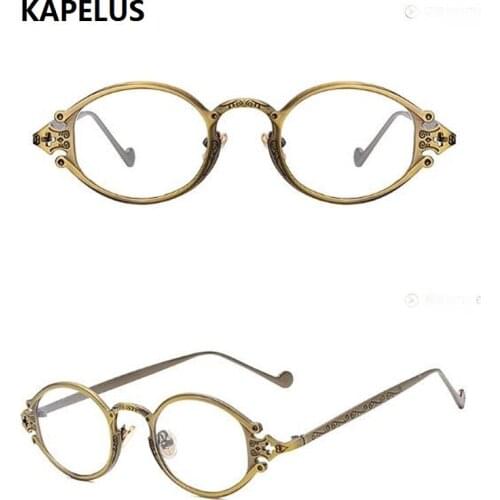 KAPELUS sunglasses Retro metal flat glasses Transparent iron frame glasses Oval carved sunglasses 899