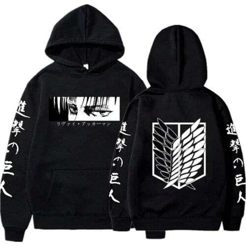 Attack on Titan Hoodie Hip Hop Anime Pullovers Tops Loose Long Sleeves Autumn Man Clothes