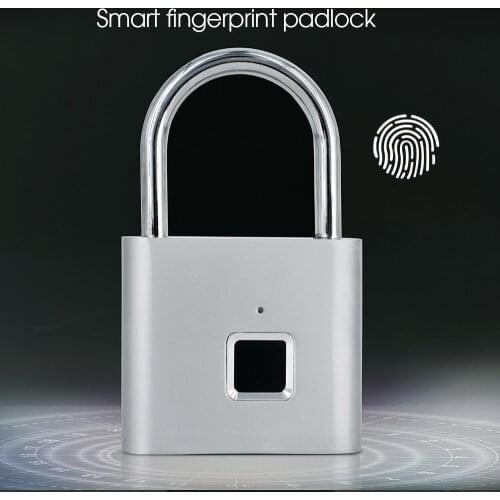 Fingerprint Lock Smart Padlock Zinc Alloy Thumbprint Door Padlocks Portable Anti-Theft Fingerprint Lock for Bag Drawer Suitcase