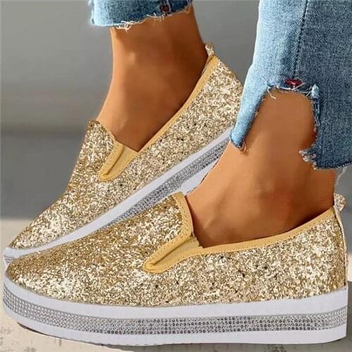 Diamonds Women Flats Bling Women Shoes Ladies Sneakers Round Toe Slip On Rhinestone Women Sneakers Female Flats Dropshipping