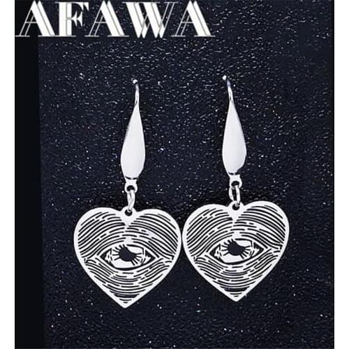 Scary Goth Eyes Stainless Steel Drop Earrings for Women Black Silver Color Earrings Jewelry pendientes mujer pequenos E11S03