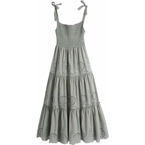 Summer Hollow Out Cami Bandage long Dresses Fashion beach Strap Vestidos Women holiday Slim sleeveless Tank Top Midi Dress Lady