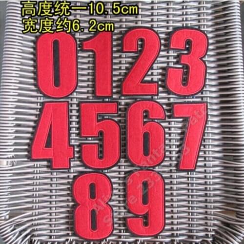 1 pcs Red Big Numbers 10 cm height embroidered iron on patches cloth accessories popular clothing bag hat Patches BX Appliques