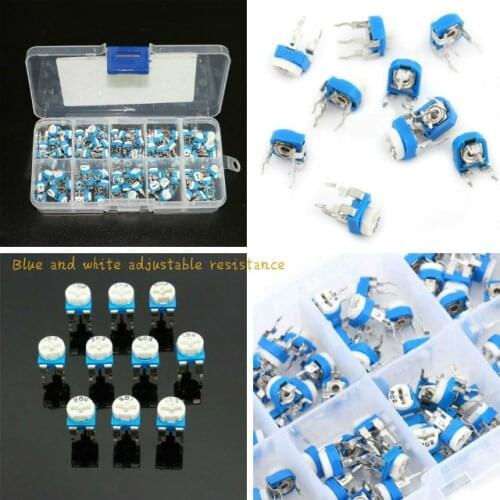 100PCS/box Blue and white adjustable resistance kit (500ohm~1M) 10 specifications classified