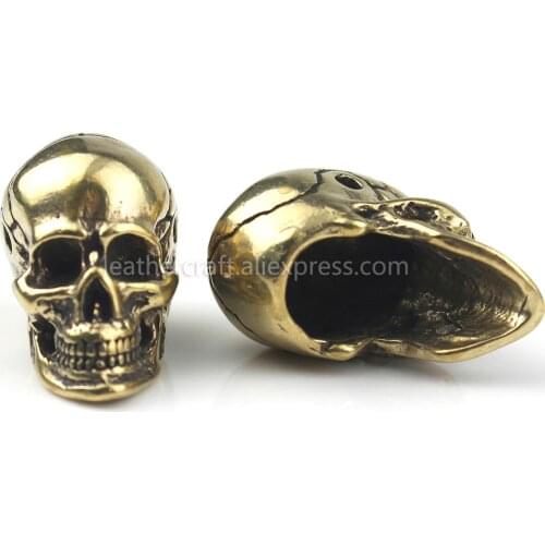 1x New Skull Pendant Retro Brass Casting Polished Punk Biker Pendant Leather Craft Garment Diy Hardware Accessories Pure brass