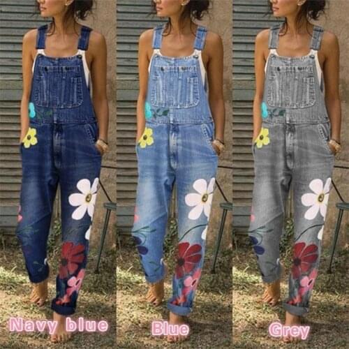 2020 Spring/Autumn Womens Denim Overalls Pants Printed Cotton Casual Denim Pants Cargo Pants Women