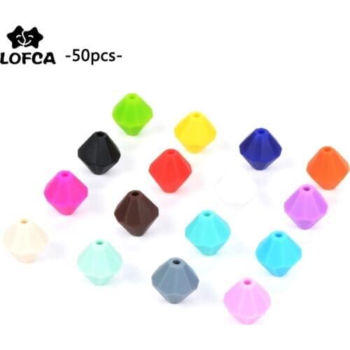 LOFCA 50pcs Baby Diamond Teethers Silicone Beads BPA Free Food Grade For Necklace Teething Beads Soft Chewable Nursing Toy DIY