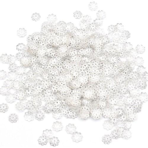 500pcs/Lot 7mm Flower Beads Caps Diy Jewelry Finding Loose Alloy Torus Spacer Beads End Caps For Jewelry Making Accessories