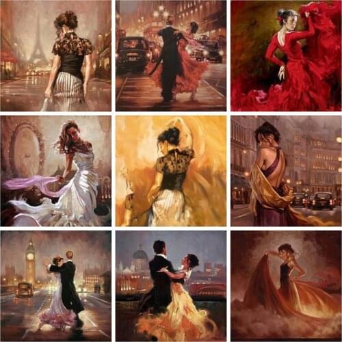 Huacan Diy Diamond Painting Woman Full Square Mosaic Dancer Home Decor Embroidery Beautiful Lady Wall Stickers