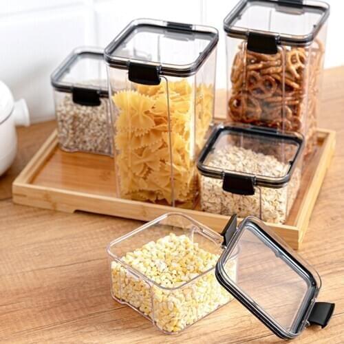 Household Kitchen Grain Storage Box Sealed Cans Transparent Jar With Covered Noodles Miscellaneous Grain Storage Cans
