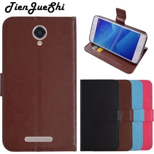 TienJueShi Flip Book-Style Silicone PU Leather Cover Shell Wallet Glass Flim Etui Skin Protection Case For KONKA R8A 5.0 inch