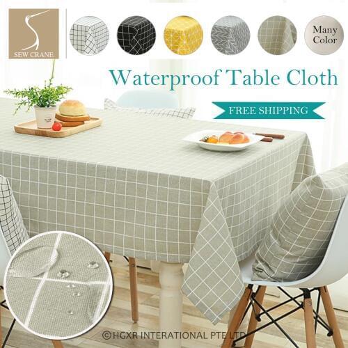 Black White Round Gingham Checkered Tablecloths Yellow Square Geometric Tablecloth Cotton Linen Minor Waterproof Tablecloth