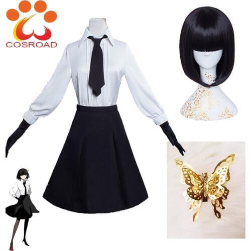 Cosroad Anime Bungo Stray Dogs Akiko Yosano Cosplay Costumes School Uniform Suit Akiko Yosano Halloween Plays Wig