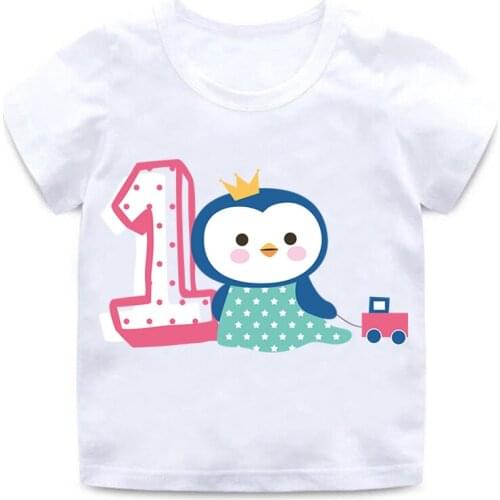 Childrens birthday number 1~9 animal cartoon shirt T-shirt boys and girls birthday gift baby clothes 3-9 years old bal582