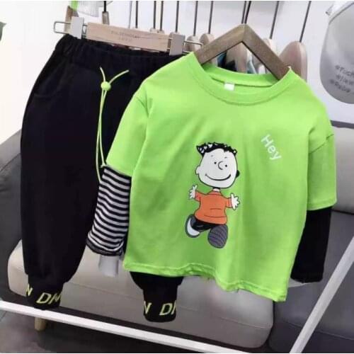 Kids Leisure Set Boy Girls Sports Tracksuits Childen Cartoon Set Boys Loose Sport Tops Spring Long Sleeve Sweatshirts 2-6Years