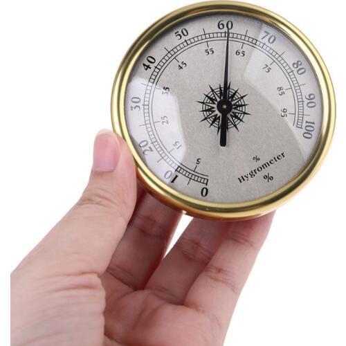 72mm Round Gold Hygrometer Humidity Meter Gauge Ring Surface - No battery needed