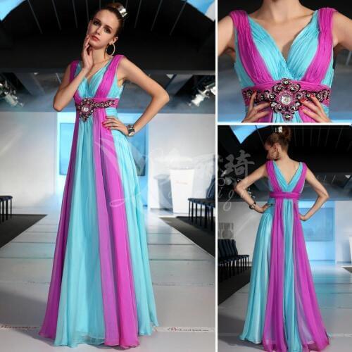 Kardashian 2020 blue and purple Banquet bridesmaid bride long design rainbow colorful married evening gown celebrity dresses