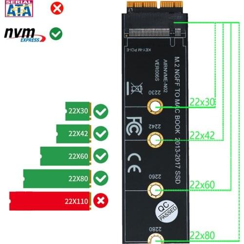 M.2 NVME SSD Convert Adapter Card for Upgrade MacBook Air (2013-2017) Support M.2 NVME/AHCI SSD such as Samsung 960 EVO