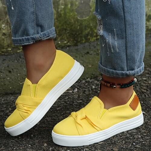 2021 Women Flat Shoes Fashion Outdoor Leisure Soft Comfy Female Footwear Canvas Solid Color Slip-On Bowknot Ladies Casual Shoes