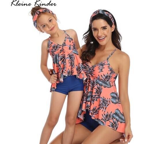 Parent-Child Swimsuit 2021 New Summer Female Bikini Beachwear Girls Bathing Suit Mom and Daughter Swimwear Childrens Tankini
