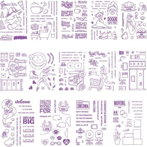 "Lets Hygge" Office Desks sofa Retail Therapy Sentences Transparent Clear Stamps for DIY Scrapbooking Crafts Cards