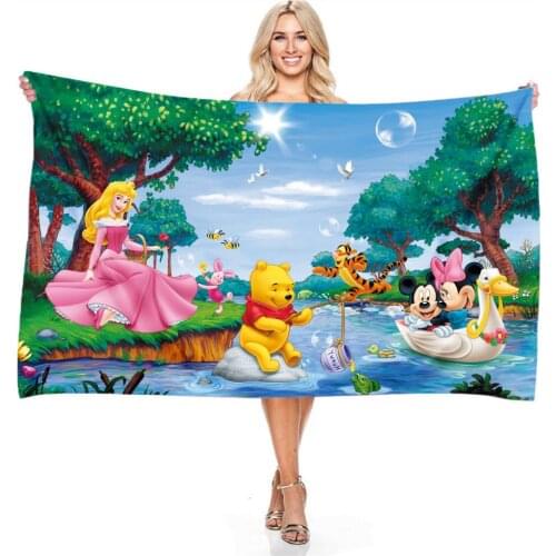 Cute Winnie The Pooh Beach Towel 3d Digital Printing Microfiber Bath Towels for Adults Boys Girls Disney Bathroom Shower Towels