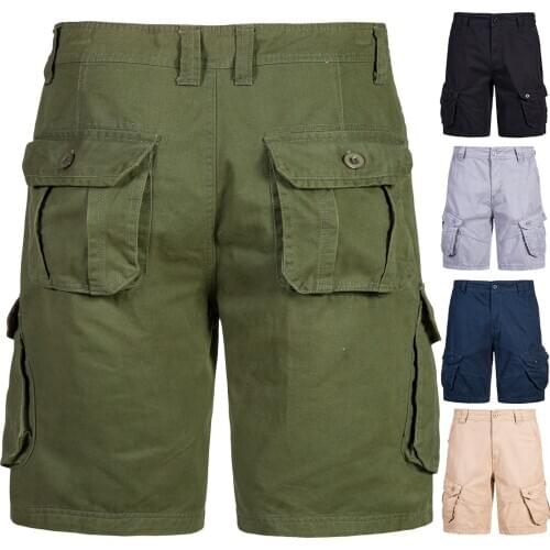 Yk056 New Fashion Summer Clothing Cotton Tooling Shorts Mens Solid Color Multi-Pockets Casual Men Shorts