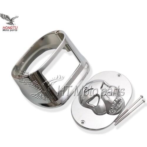 Motorcycle Chrome Skull Tail Light Collar Cover For Harley Sporters Sofitail Road King Dyna Touring FLHRC FLHTC