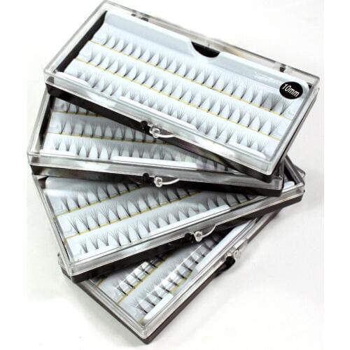 4 Box 60 Cluster 10mm Black Eyelash Extension Individual Lash Makeup Tool Set