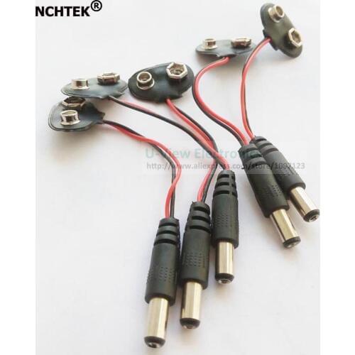 NCHTEK 9Volt 9V BATTERY SNAP ON TERMINAL+DC 5.5x2.1MM Male PLUG/Free DHL Shipping/1000PCS