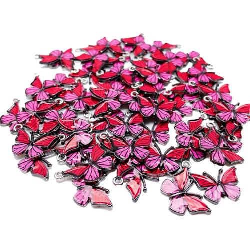 Peixin 10pcs/set colorful acrylic butterfly charm pendant necklace bracelet jewelry making supplies wholesale new year gift