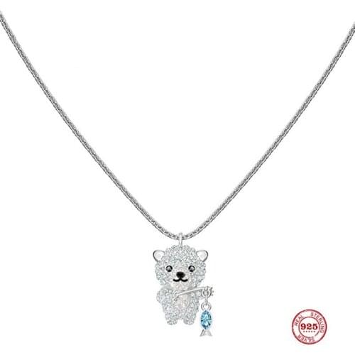 2020 Fashion Charm Pure 925 Silver Original 1:1 Copy, Cute And Lively Bear Clavicle Chain Necklace Female Luxury Jewelry Gifts
