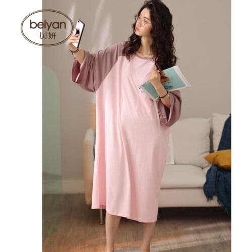 Autumn Cotton Ladys Nightgown Cute Cartoon Girls Pajamas Loose Long-skirt