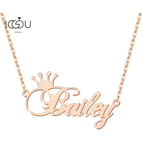 IOGOU Customized Fashion 14K Gold Filled Name Necklace Personalized Letter Gold Choker Necklace Pendant Nameplate Jewelry Gift