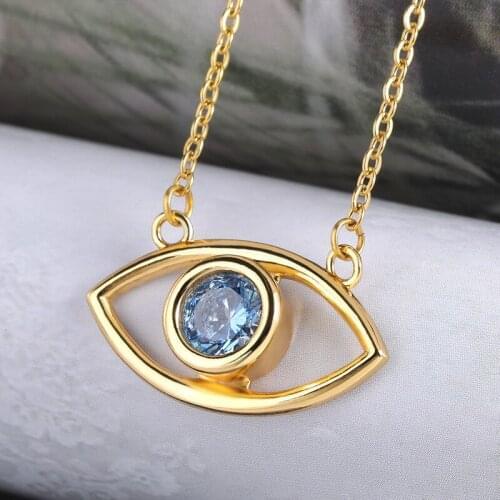Devil Blue Eyes Necklace Zircon Shiny Minimalist Fashion Bohemian Style Commemorate Gift Long Pendant Fine Accessories For Wife