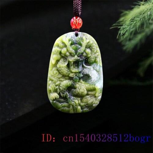 Jade Dragon Pendant Accessories Necklace Natural Gemstone Fashion Charm Amulet Jewelry Chinese Women Carved Gifts