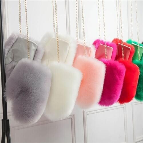 Womens Gloves Warm winter imitation fox fur gloves female hanger plus velvet thick plush artificial fox leather gloves Mittens