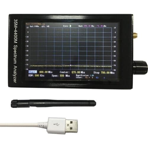 4.3inch TFT LCD Handheld Simple Spectrum Analyzer 35-4400M RF Signal Source Analysis + Battery + USB cable + Antenna