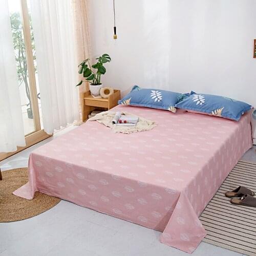 Pure cotton bed sheet cotton pillowcase cartoon printed bed sheet cotton single piece is simple color lattice simple bed sheet