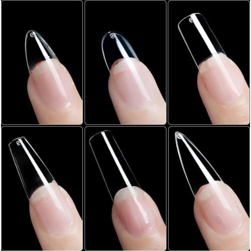 100/240 Pcs Of Boxed Transparent Coffin Fake Nails Natural Long Ballet ABS Full Coverage Nail Decorations Pressed On The Nails