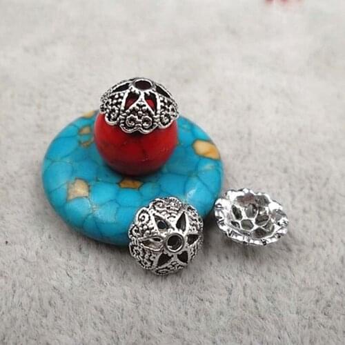 50pcs/lot European Classic Design Hollow Bead Caps Base 9mm Earrings Bracelets Beads Spacer End Caps DIY Fine Jewelry Findings