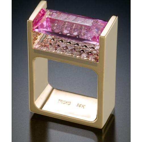 Romantic Women Bridal Wedding Ring Pink Cubic Zircon Crystal Inlaid Female Gold Color Wedding Engagement Rings Jewelry Gift