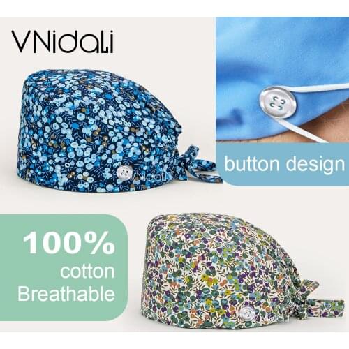 Working Hat Caps with Button Adjustable Tie Back Hats One Size Multiple Color nurse accessories scrub cap scrub hats nursing hat